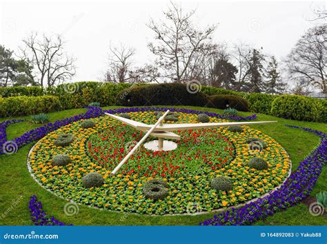 Flower clock in Geneva stock image. Image of flora, numbers - 164892083