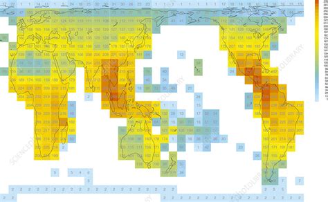 Global Biodiversity Value Map Stock Image C010 8082 Science Photo Library