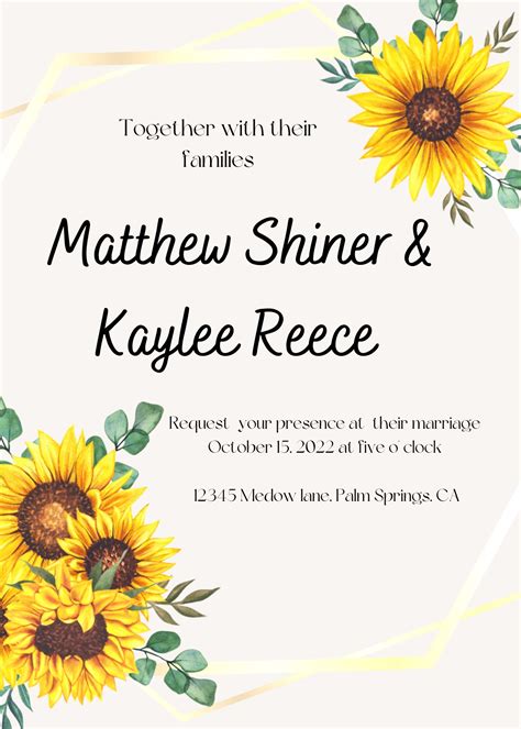 Sunflower Wedding Invitation Printable And Customizable Etsy