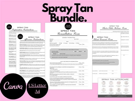 Spray Tan Consent Form Tanning Consent Forms Spa Forms Etsy