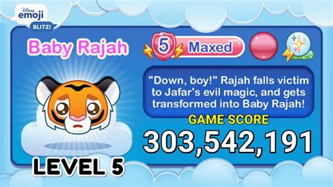 Disney Emoji Blitz BABY RAJAH L5 Aladdin Exclusive Story V53