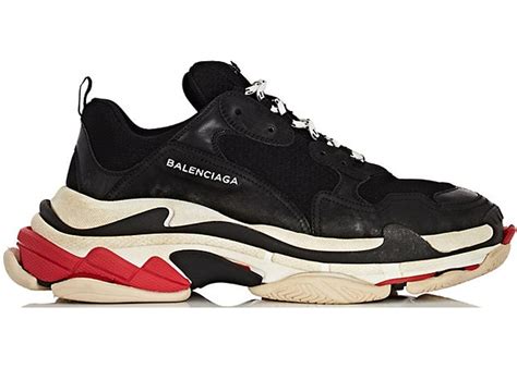 Balenciaga Triple S Black White Red W 2018 Reissue Sneakers