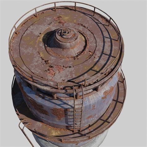 Large Cylindrical Metal Silo D Model Cgtrader