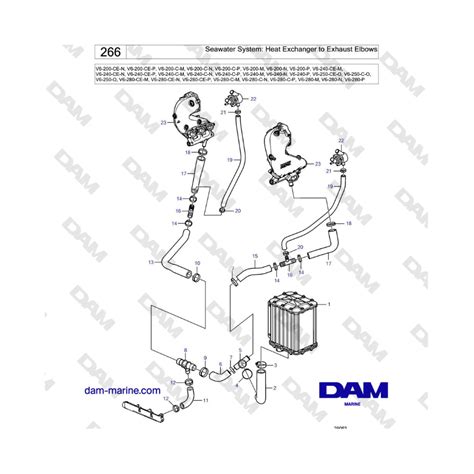 Volvo Penta V6 250 Seawater System Heat Exchanger To Exhaust Elbows