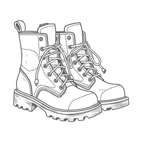 Ilustraci N Vectorial En Blanco Y Negro De Un Par De Botas Dibujo De