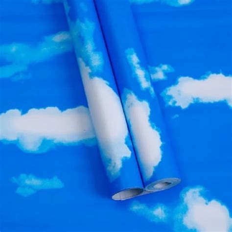 Jual WALLPAPER DINDING MURAH WALLPAPER MOTIF AWAN LANGIT BIRU 45 CM X