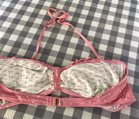 Lilly Pulitzer Pink Polka Dot Bikini Swim Top Women Gem