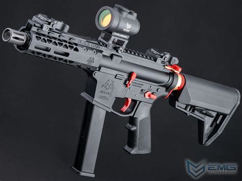 Emg Black Rain Ordnance Bro 9mm Gas Blowback Airsoft Rifle Model Sbr Black And Red Gun Only