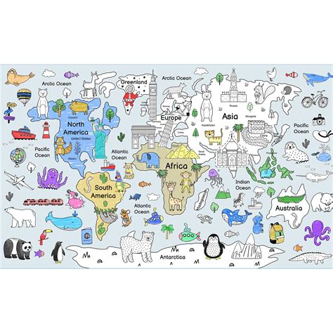 Printable A4 World Map For Kids