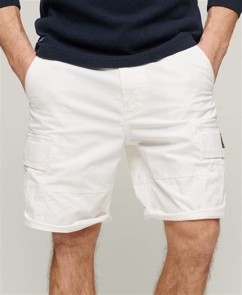 Mens Organic Cotton Heavy Cargo Shorts In Optic Superdry Ca En