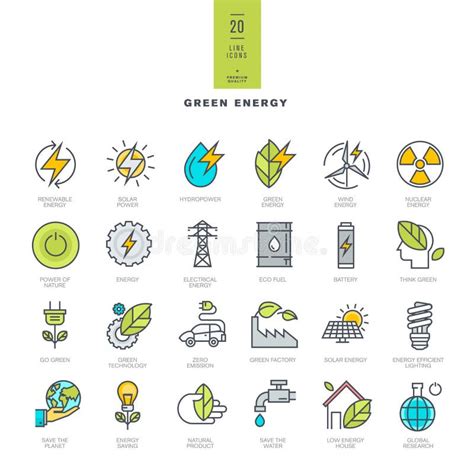 Green Technology And Clean Energy Flat Icons Set Stock Vector