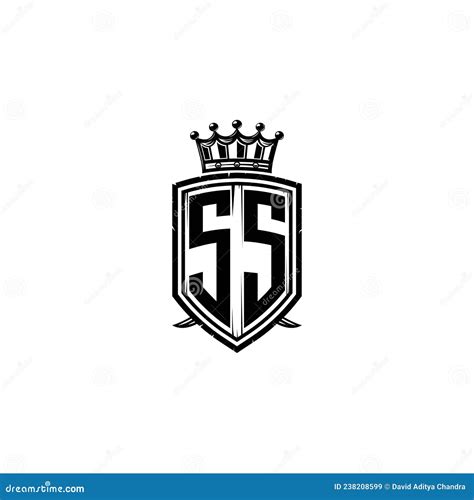 SS Logo Monogram Shield Crown Luxury Design Stock Vector Illustration