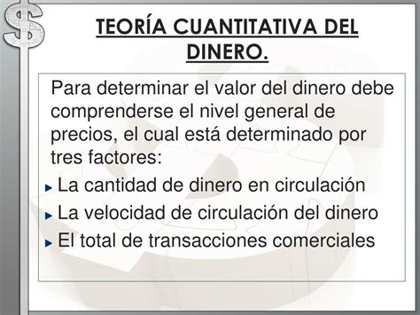 PPT TEORÍA CUANTITATIVA DEL DINERO PowerPoint Presentation free