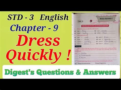 Std 3 English Lesson 9 Dress Quickly Digest S Questions And