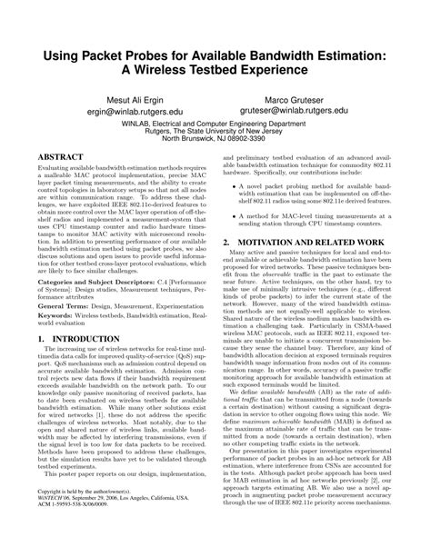 Pdf Using Packet Probes For Available Bandwidth Estimation A