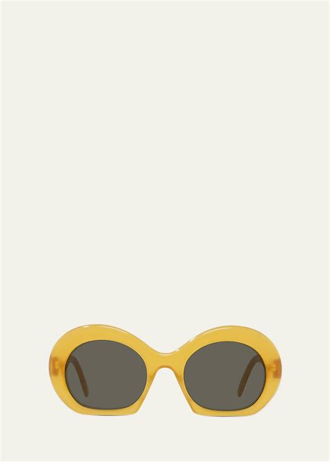 Loewe Logo Vintage Round Acetate Sunglasses - Bergdorf Goodman