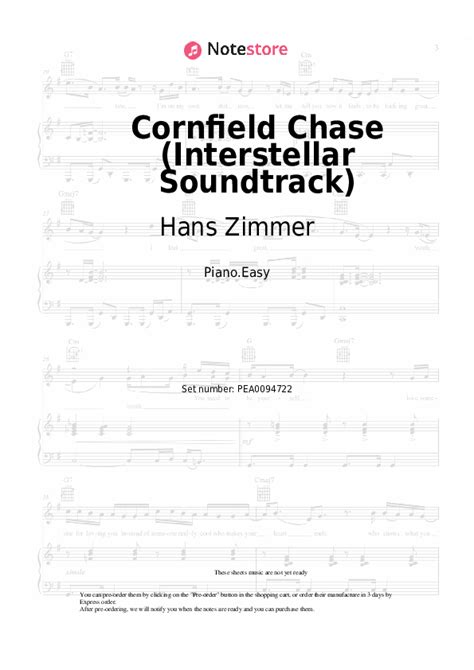 Cornfield Chase Interstellar Soundtrack Piano Sheet Music Easy Hans Zimmer In Note