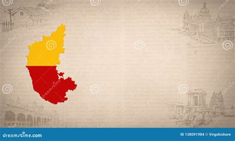 Karnataka Map With Flag Cartoon Vector | CartoonDealer.com #179118105