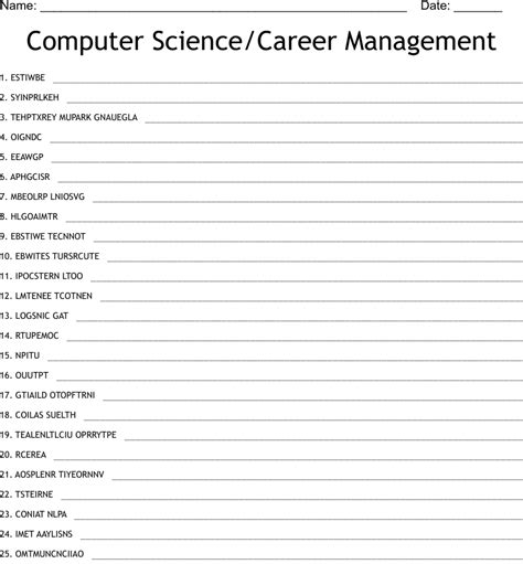 Computer Science Career Management Word Scramble Wordmint