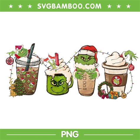 Grinch Christmas Coffee Latte Png Grinch Hand