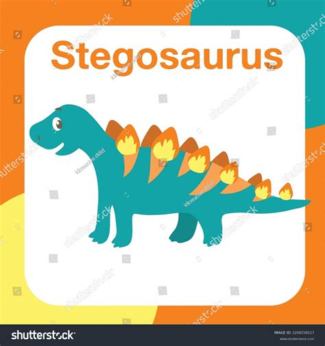 Introducing Kinds Dinosaurs Kids Educational Flashcard Stock Vector