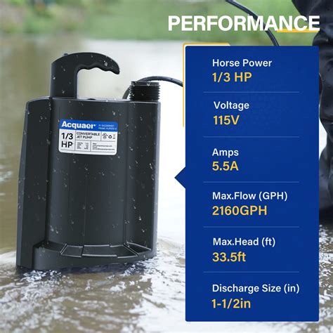 Snapklik Acquaer 1 3 HP Automatic Submersible Water Sump Pump 115V