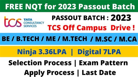 TCS Hiring 2023 Batch Off Campus Ninja 3 36LPA Digital 7LPA How