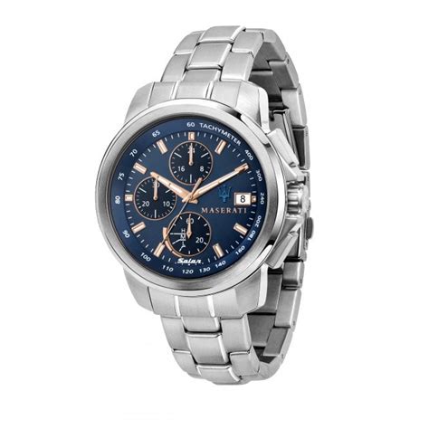 Maserati Men's Successo 44mmm Solar Blue Dial Stainless Steel Bracelet ...