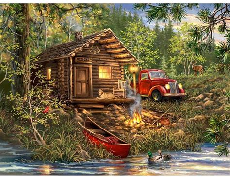 Springboks 500 Piece Jigsaw Puzzle Cozy Cabin Life Made In USA