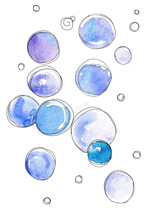 L Eau D Aquarelle Court L Abr G Sur Bleu Bulles Illustration Stock