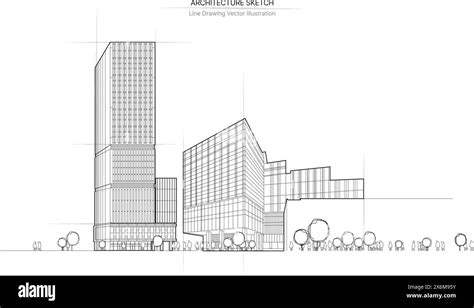 Architecture line drawing. Cityscape Sketch, Vector Sketch ...