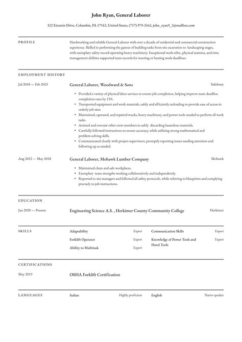 General Laborer Resume Examples And Templates 2025 ·