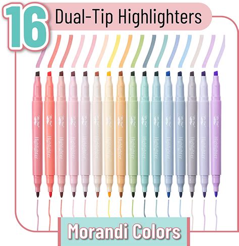 Mr Pen Dual Tip Highlighters Morandi Colors 16 Pack Fine And Chisel