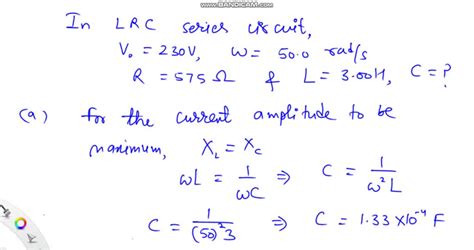 SOLVED An L R C Series Circuit Consists Of A Source With Voltage