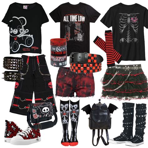 Red And Black Emo Outfit Moodboard Scene Outfits Punk Outfits Scene Outfit