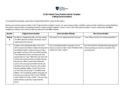 CJ 205 Module Three Practice Activity Template CJ 205 Module Three