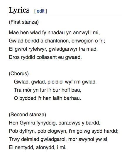 Rodger Sherman On Twitter Here Are The Lyrics To The Welsh National