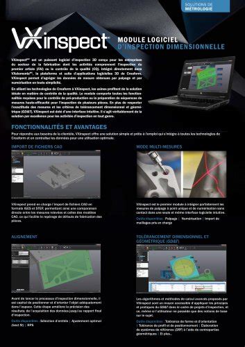 Solutions Cnd Pour Les Inspection De Surface Creaform Catalogue Pdf