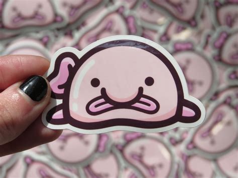 Sad Blobfish Kawaii Waterproof Sticker Etsy