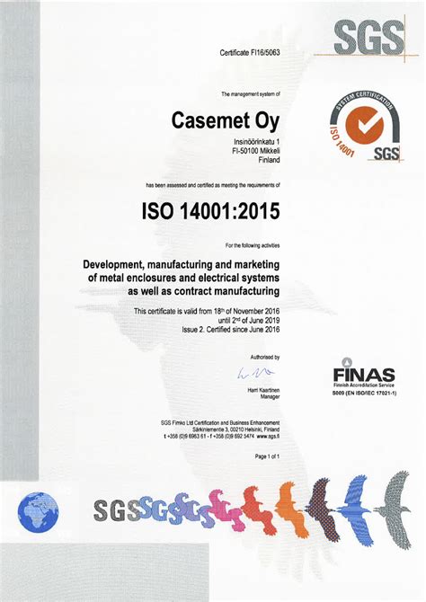 Environment Certificate Casemet Oy