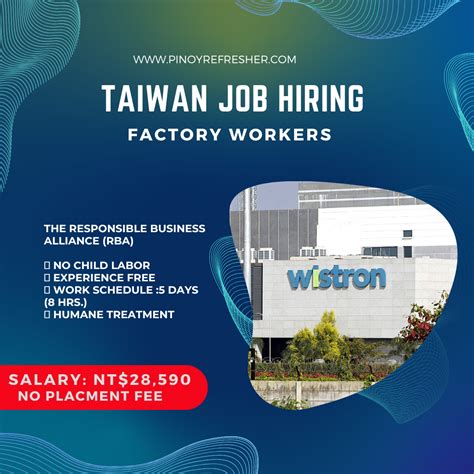 Taiwan Hiring Production Workers For Wistron Corporation Pinoy