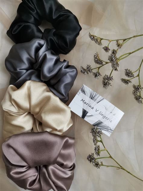 Silk Satin Scrunchie Set 3 Silk Scrunchies Pack Large Hair