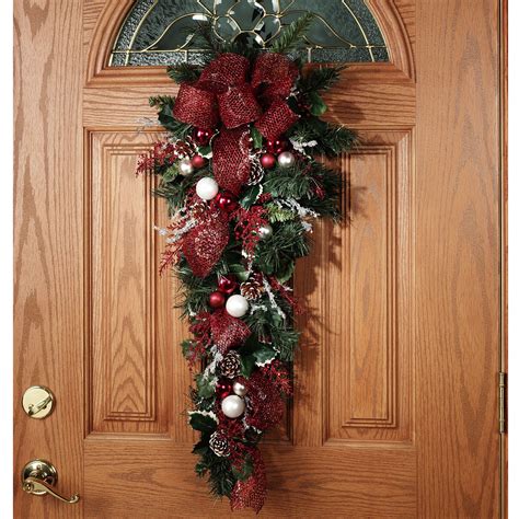 Pine Cone Door Swag Red Christmas Wreaths Winter Wreaths Christmas Tree Door Swag Outdoor