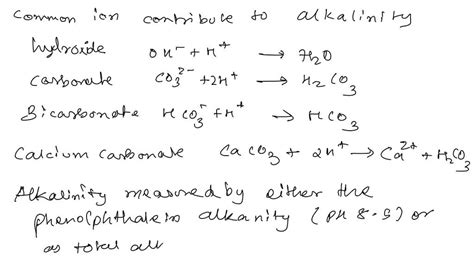 SOLVED: Write equations to show carbonate alkalinity and bicarbonate ...