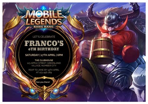 Mobile Legends Birthday Invitation Template Postermywall