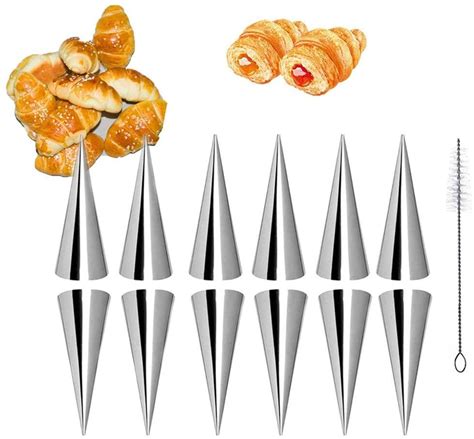 12Pcs Cream Horn Cones Molds Stainless Steel Screw Croissant Mould