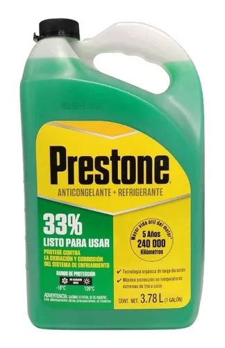 Anticongelante Verde Prestone Galón 3 78l Listo Para Usar Envío gratis