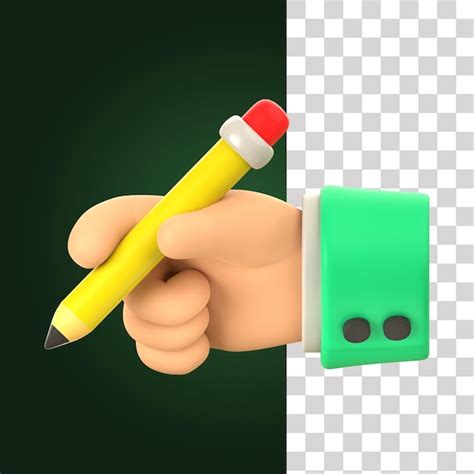 Premium PSD 3d Writing Hand Gesture Illustration