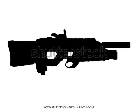 F Assault Rifle Silhouette Vector Art Stock Vector Royalty Free