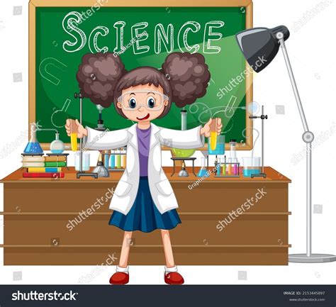 Scientist Cartoon Character Science Lab Objects Stock Vector Royalty